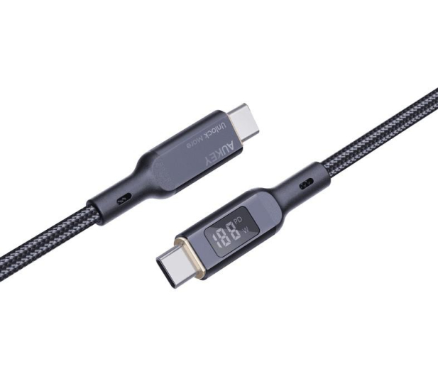Aukey Kabel USB-C - USB-C PD 100W 1,8m wyświetlacz oplot - 1220112 - zdjęcie 2